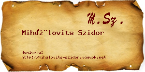 Mihálovits Szidor névjegykártya